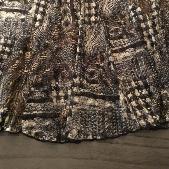 NWOT Simonton Says A-Line Midi Skirt Rustic Abstract Print Brown Black L - Picture 10 of 10